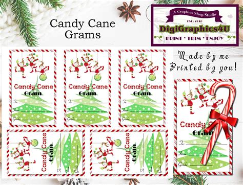 Free Printable Candy Cane Gram Tags